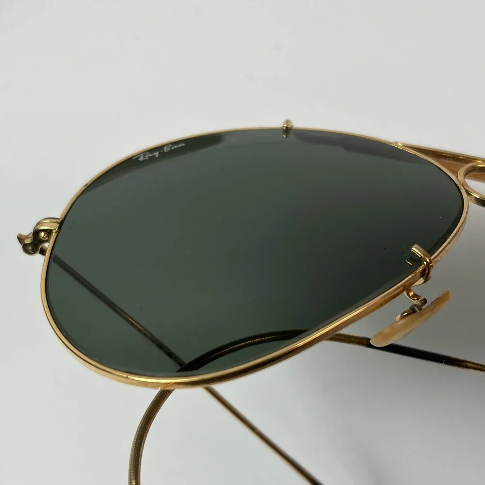 Ray-Ban Bausch & Lomb Outdoorsman Shooter Aviator Sunglasses Gold G-15 w/ Case